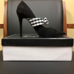 Black Suede Bow Heels